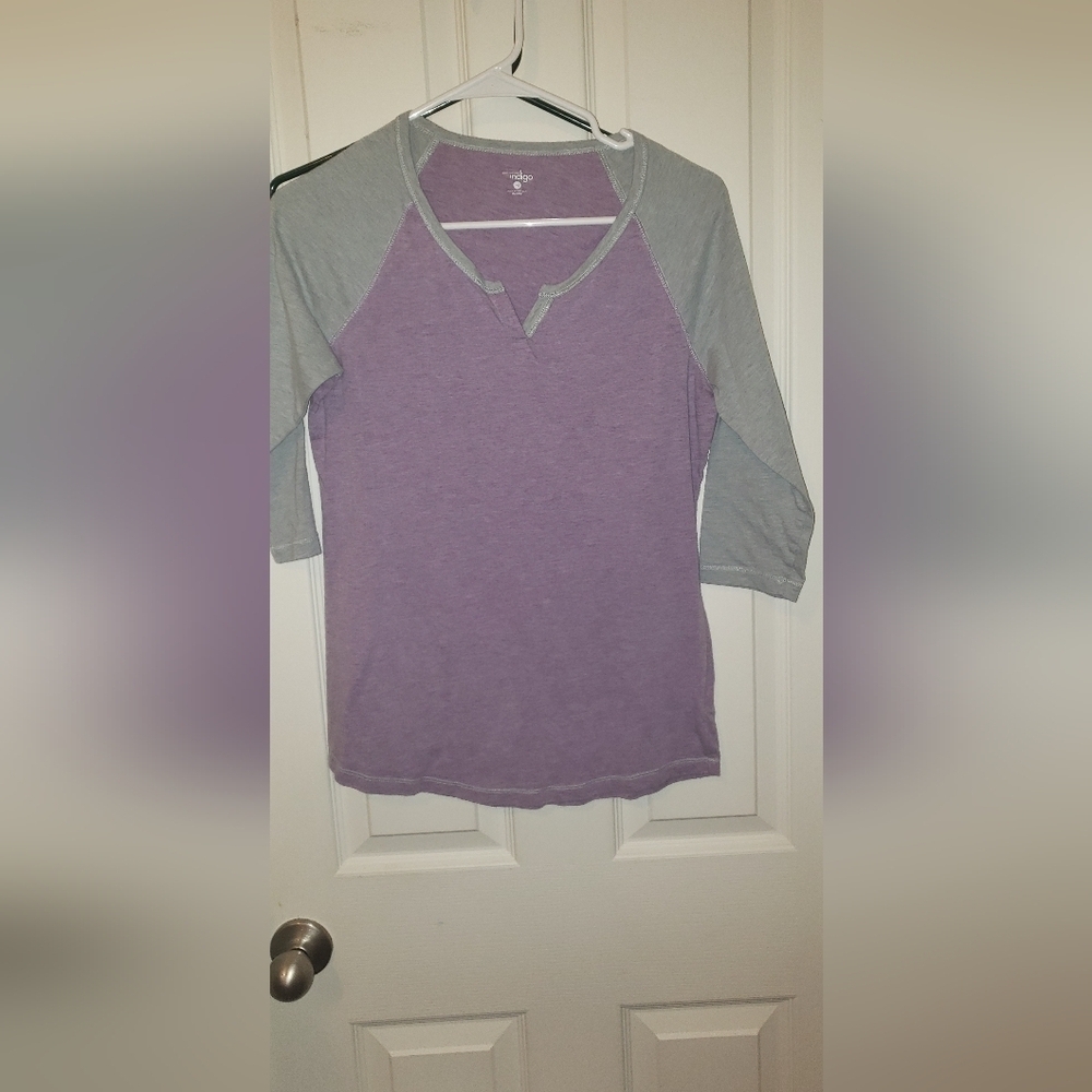 Medium Indigo Gray and Purple Sporty Top